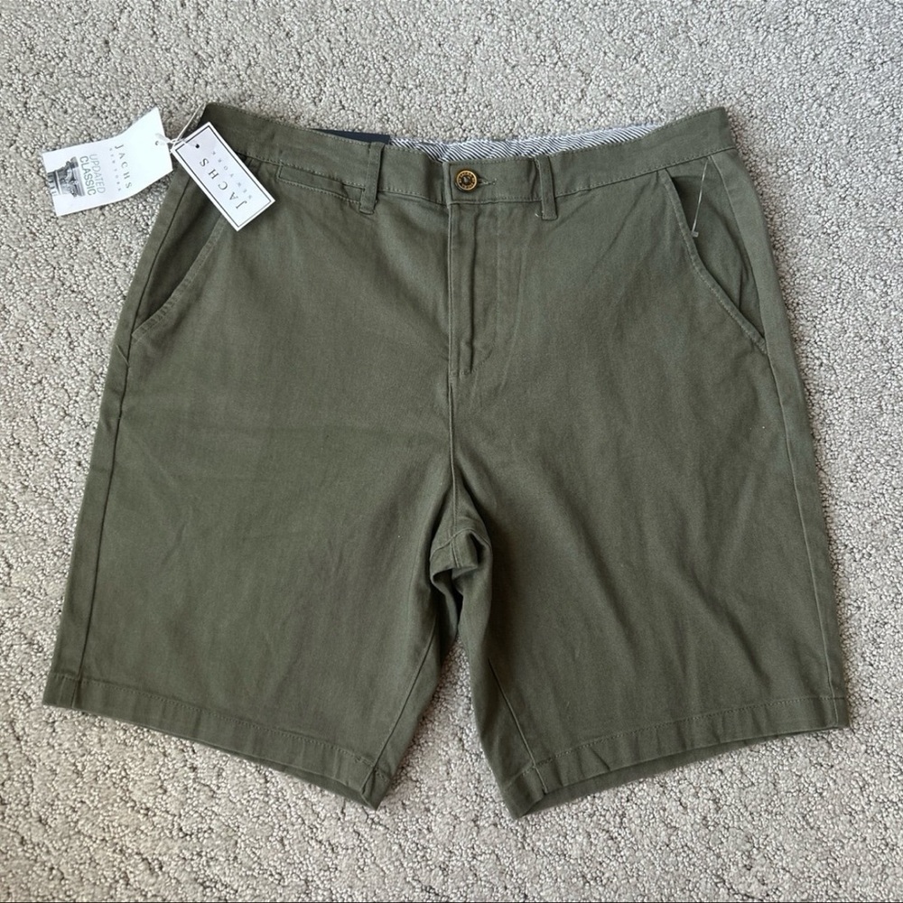 Jachs NY Bleecker 9” Flat Front Chino Shorts Cotton Classic Relaxed SZ 32 NEW